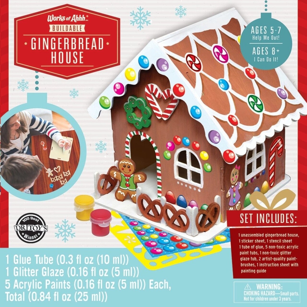 Holiday Craft Kit Gingerbread House Wood Paint Set Art Diy For Kids